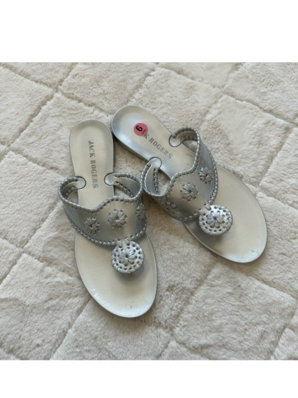 Jack Rodgers | Navajo Bahamas Jelly Silver Sandals | Size 6